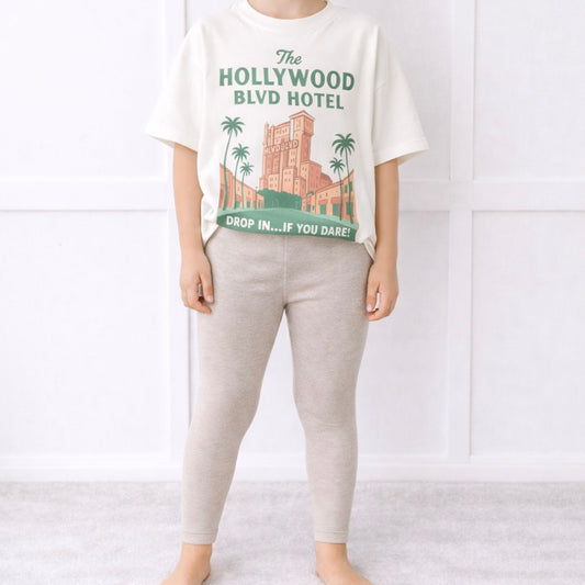 Kids Core Cotton Leggings in Stone