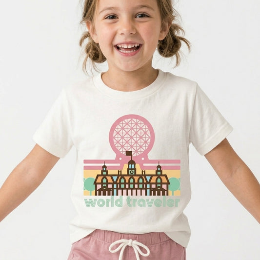Kids Retro World Traveler Graphic Tee & Optional Bottoms