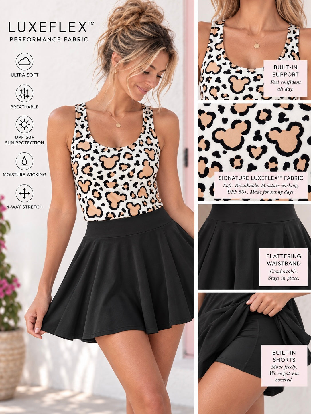 Cheetah Safari | Women’s Luxeflex™ Performance Tank + Optional Skirt