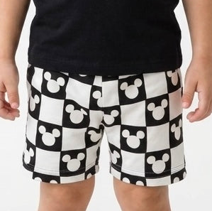 Kids Handcrafted Monochrome Mouse Checks Crew Shorts