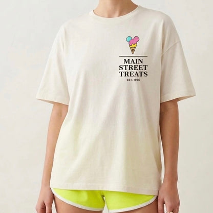 Adult Retro Main Street Treats Badge Graphic Tee
