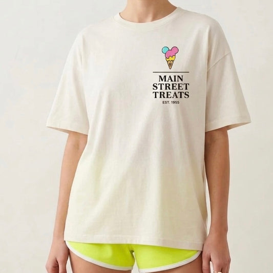 Adult Retro Main Street Treats Badge Graphic Tee