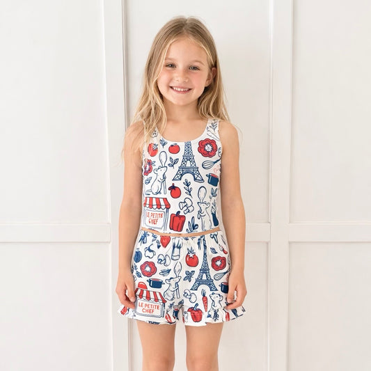 Girls Le Petite Market Performance Seamless Tank + Shorts Set