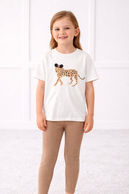 Kids Core Cotton Leggings in Dune