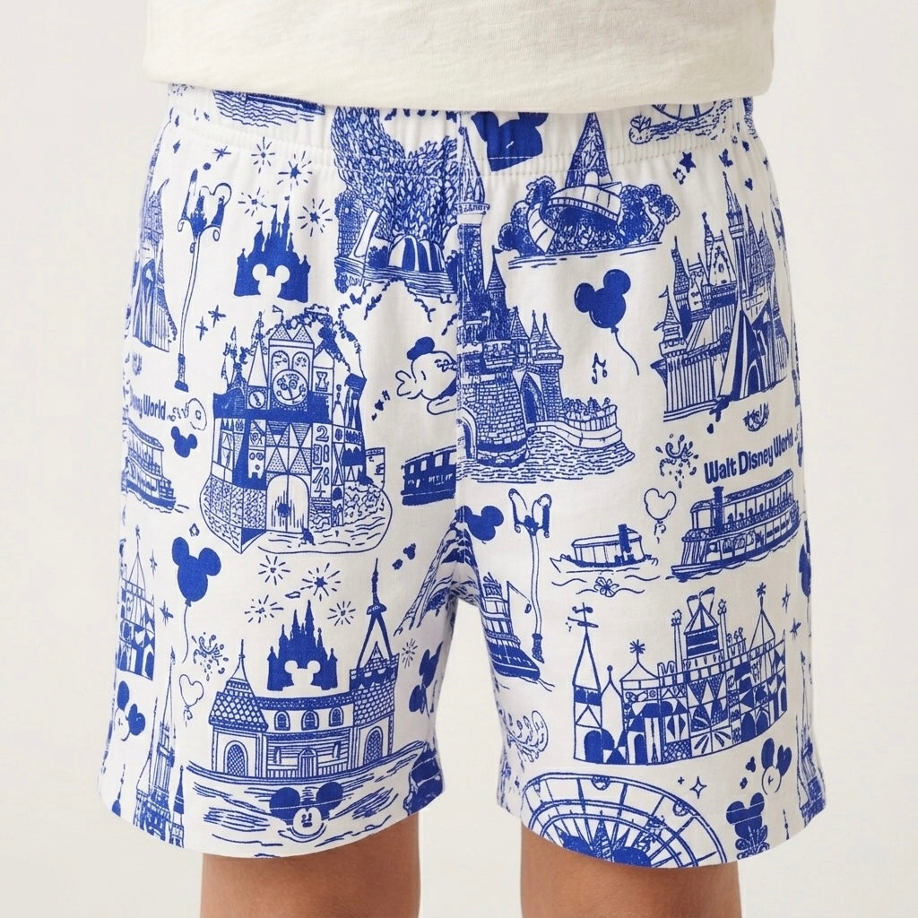 Kids Handcrafted Park Toile Crew Shorts