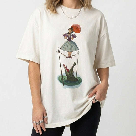 Spooky Mansion Stetching Lady Family Graphic Tee