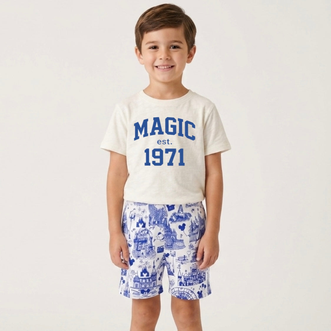 Kids Handcrafted Park Toile Crew Shorts