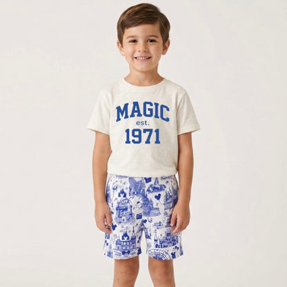 Kids Handcrafted Park Toile Crew Shorts