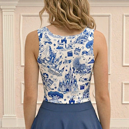 Womens Theme Park Toile Performance Seamless Tank