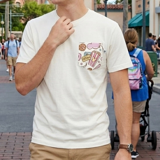 Adult Handcrafted Pink Park Treats Pocket Tee