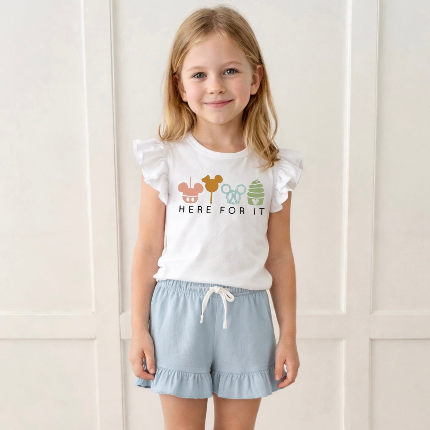 Kids Handcrafted Park Snacks Flutter Sleeve Top & Optional Bottoms