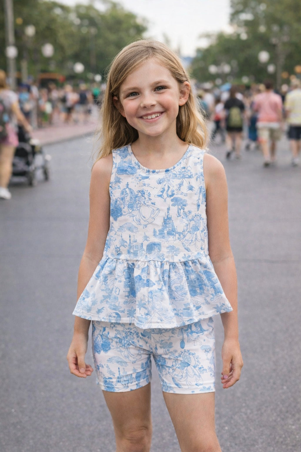 Kids Handcrafted Park Toile Flutter Tank & Optional Bottoms