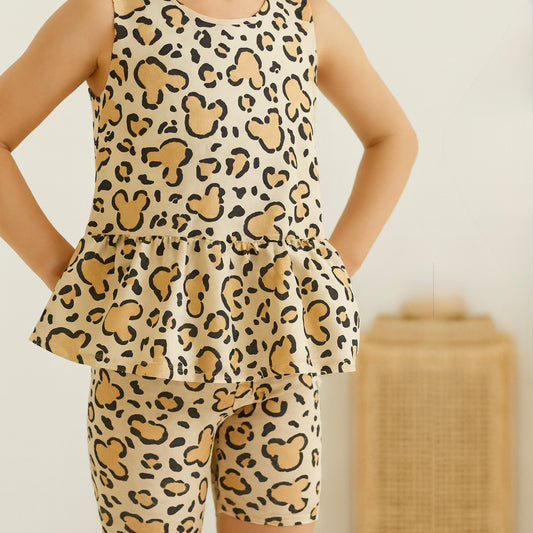 Girls Handcrafted Cheetah Safari Flutter Tank & Optional Bottoms