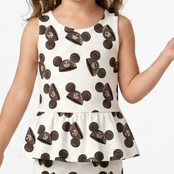Kids Handcrafted Mouse Hats Peplum Tank & Optional Bottoms