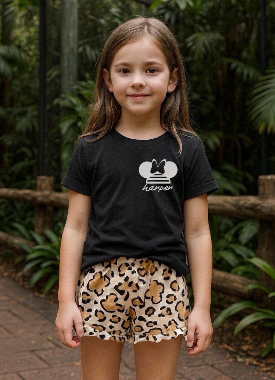 Kids Handcrafted Cheetah Safari Ruffle Shorts
