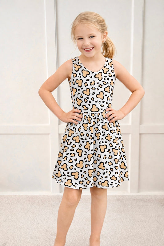 Girls Handcrafted Cheetah Safari Twirl Dress