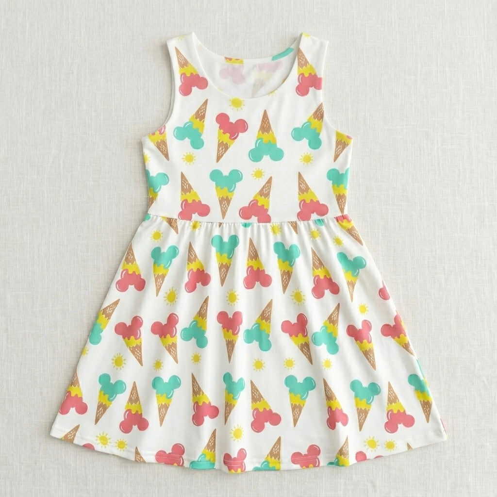 Kids Handcrafted Mouse Ice Cream Twirl Dress