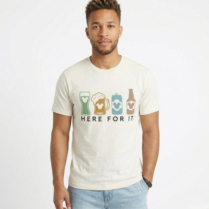 “Here for it" Adult Theme Park Drinks Graphic Tee | Pastel Tones