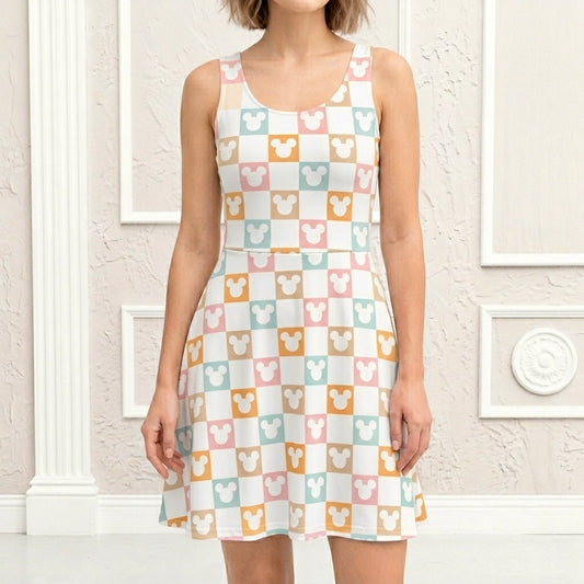 Women’s Pastel Checkers Performance Twirl Dress