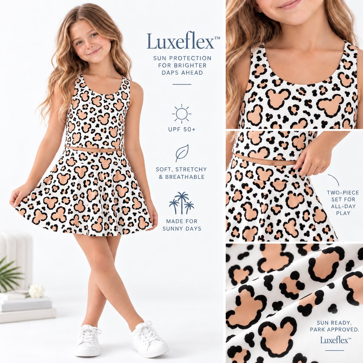 Cheetah Safari | Girls Luxeflex™ Performance Tank + Optional Matching Skirt