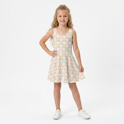 Kids Handcrafted Pastel Checker Twirl Dress
