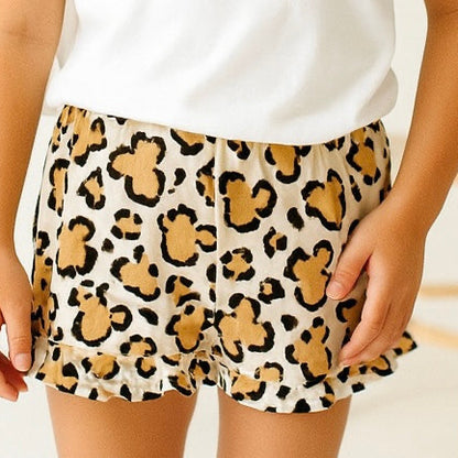 Kids Handcrafted Cheetah Safari Ruffle Shorts