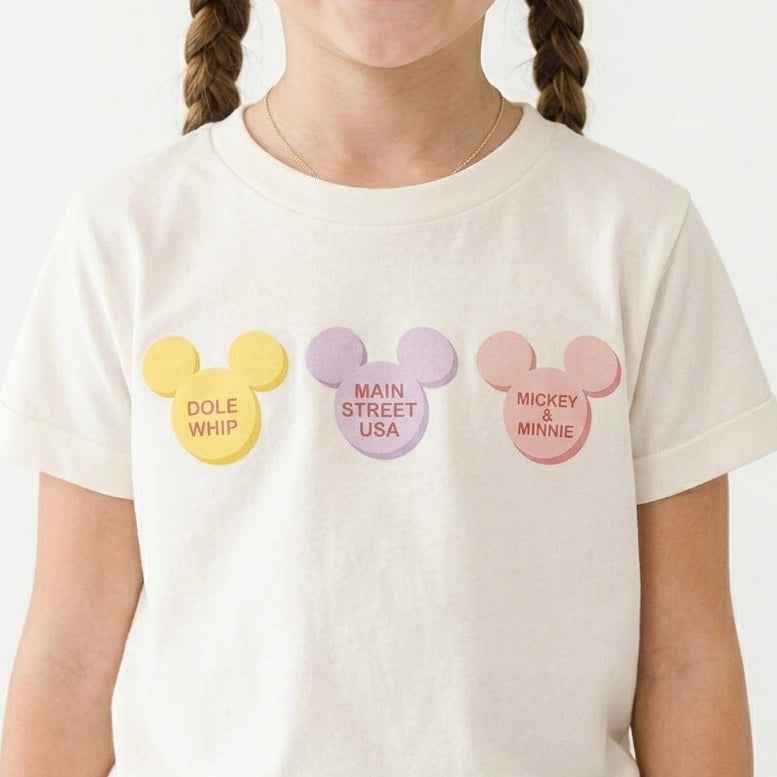 Conversation Mouse Heart Valentines Kids Heritage Wash Tee