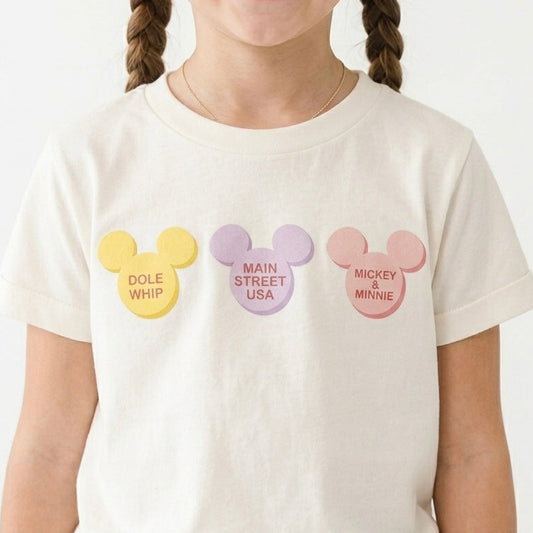 Conversation Mouse Heart Valentines Kids Graphic Tee