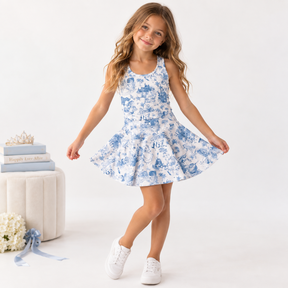 Princess Toile | Girls Luxeflex™ Performance Tank + Matching Skirt