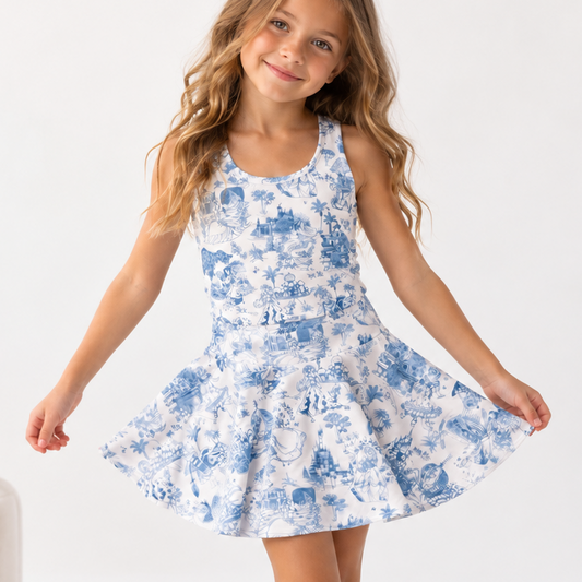 Princess Toile | Girls Luxeflex™ Performance Tank + Matching Skirt