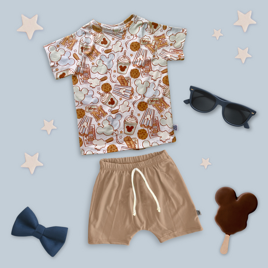 Kids Handcrafted Blue Park Treats Tee & Optional Bottoms