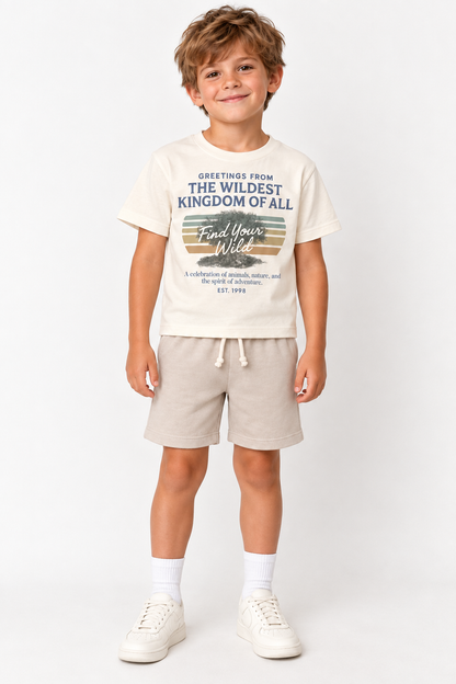 Stone | Kids Core Cotton Crew Shorts