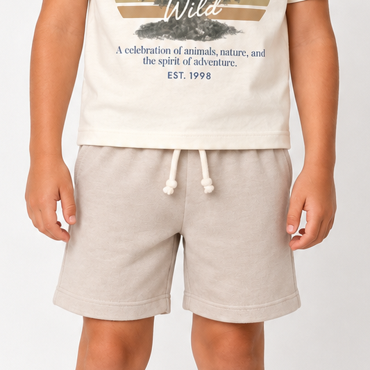 Stone | Kids Core Cotton Crew Shorts