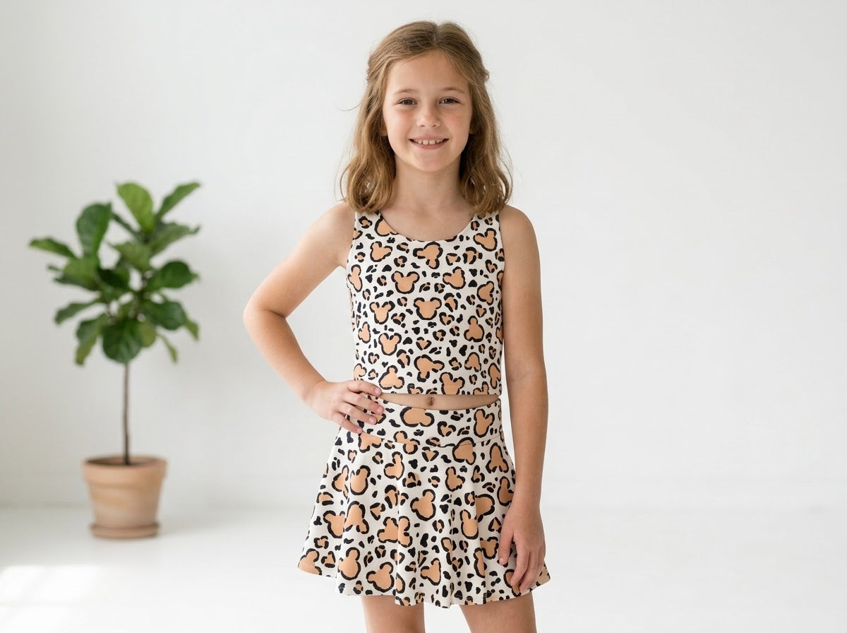 Cheetah Safari | Girls Luxeflex™ Performance Tank + Optional Matching Skirt