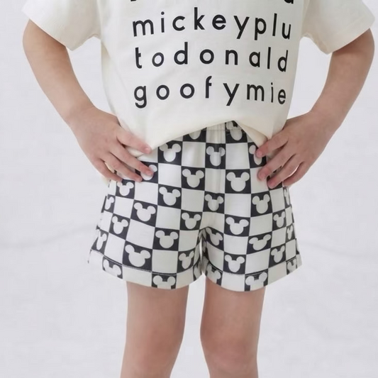 Monochrome Mouse Checks | Girls Clubhouse Cotton™ Breezy Shorts