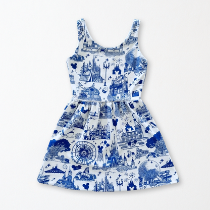 Kids Handcrafted Theme Park Toile Twirl Dress