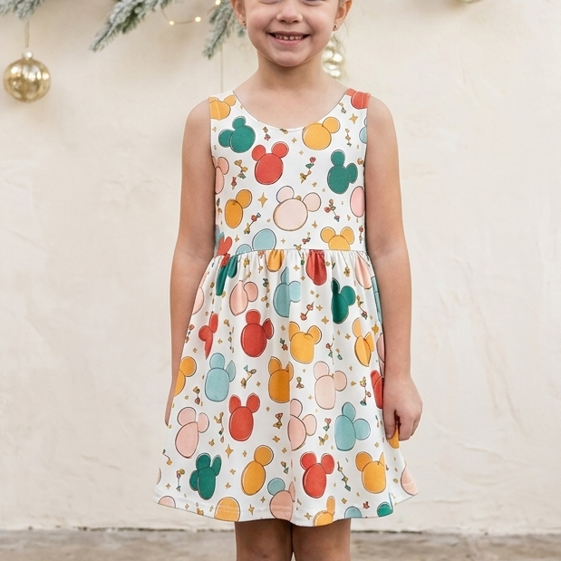 Girls Mouse Ornament Christmas Dress