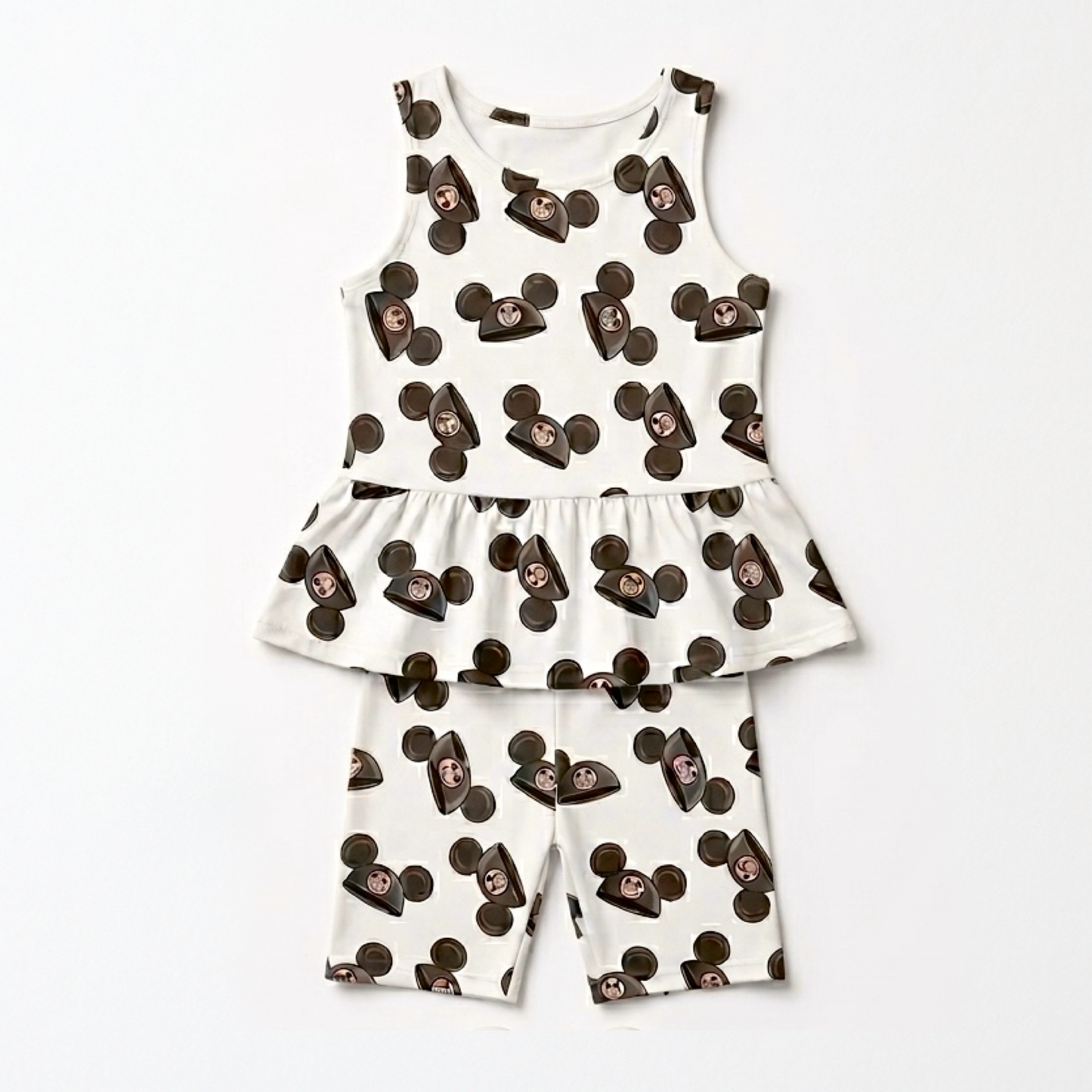 Kids Handcrafted Mouse Hats Peplum Tank & Optional Bottoms