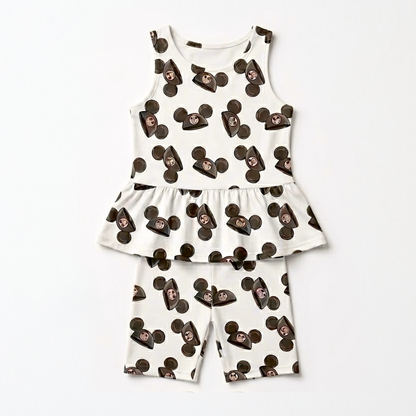 Kids Handcrafted Mouse Hats Peplum Tank & Optional Bottoms