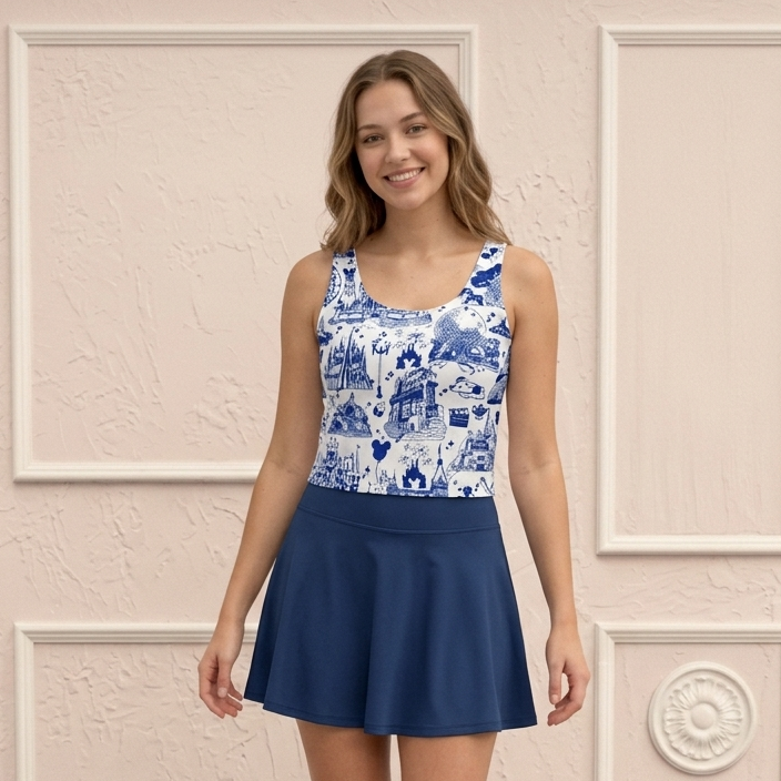 Womens Theme Park Toile Performance Seamless Tank