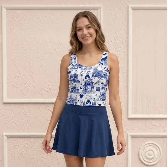 Womens Theme Park Toile Performance Seamless Tank