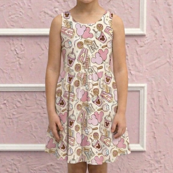 Kids Handcrafted Pink Park Treats Twirl Dress