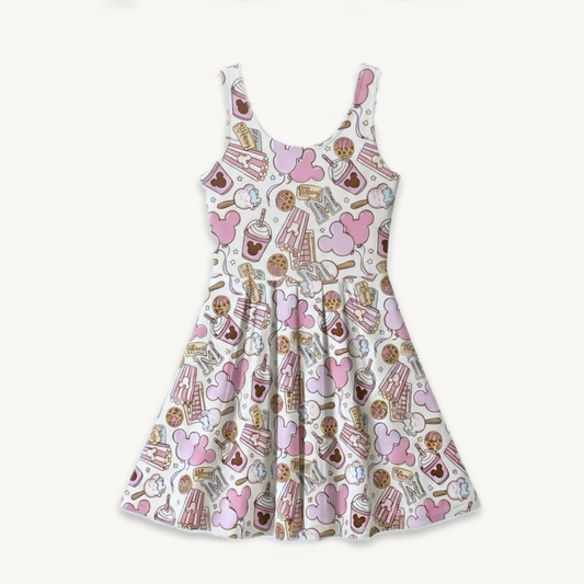Kids Handcrafted Pink Park Treats Twirl Dress