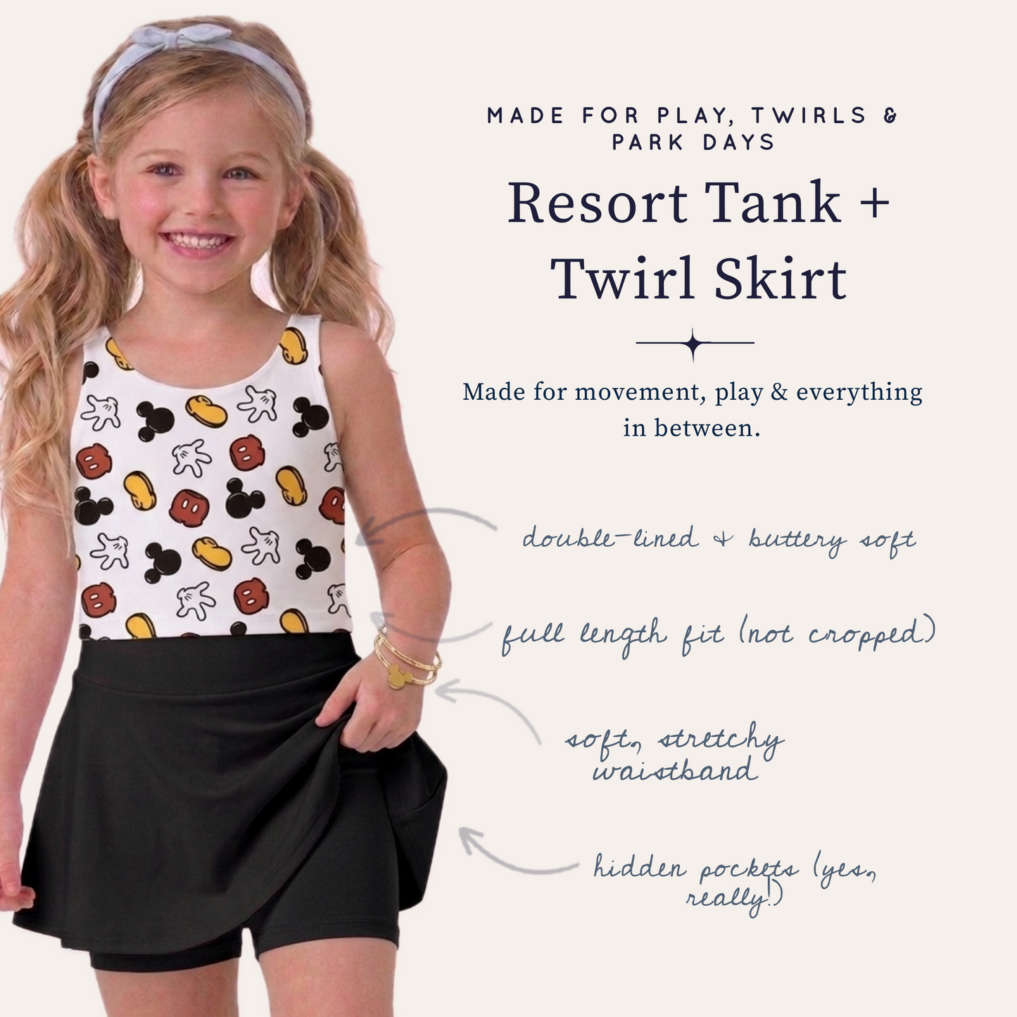 Girls Magic Mouse Performance Seamless Tank + Skirt Set