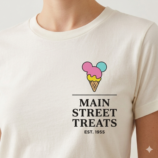 Adult Retro Main Street Sweets Badge Graphic Tee