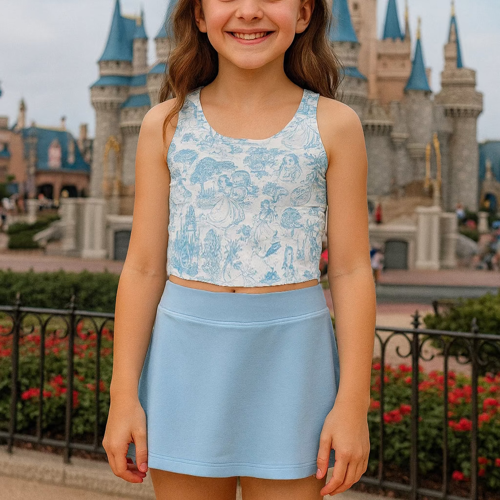 Girls Princess Toile Performance Seamless Tank + Skirt Set