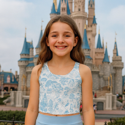 Girls Princess Toile Performance Seamless Tank + Skirt Set
