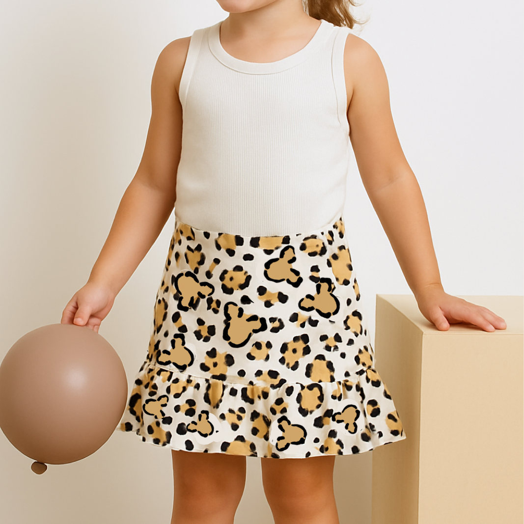 Kids Handcrafted Cheetah Safari Tennis Skirt