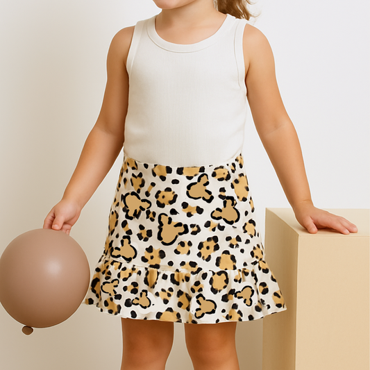 Kids Handcrafted Cheetah Safari Tennis Skirt