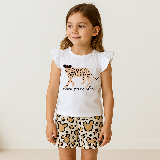 Kids Born to be Wild Customizable Flutter Sleeve Top & Optional Bottoms